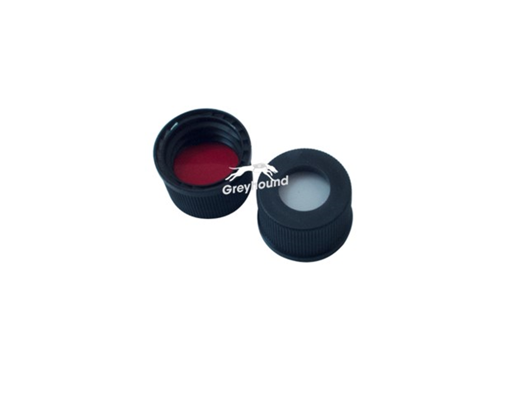 Picture of 15-425 Open Top Screw Cap, Black Polypropylene with Red PTFE/White Silicone Septa, 1.65mm